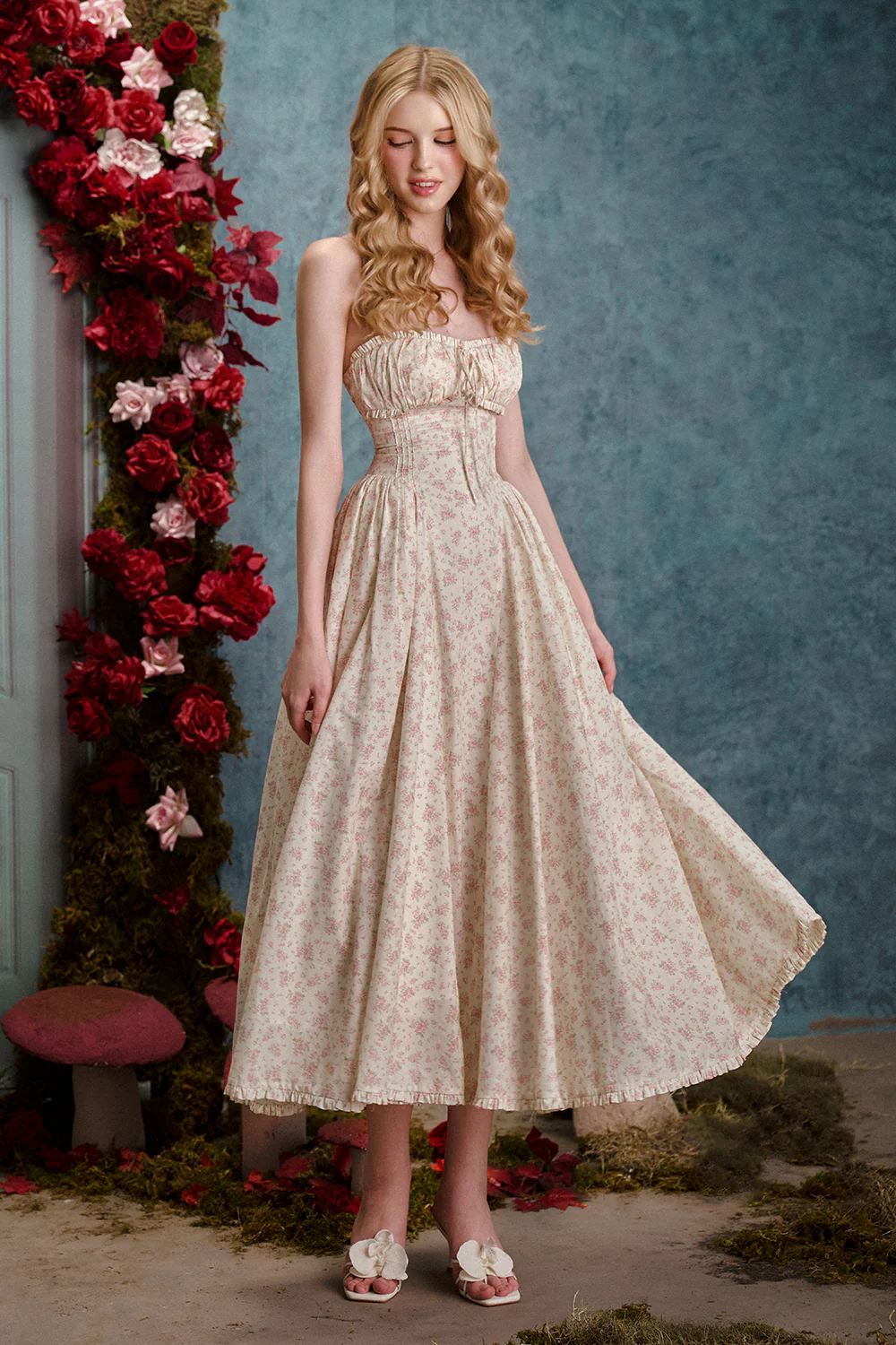 Cinnamon Girl A-line Corset Cotton Midi Set