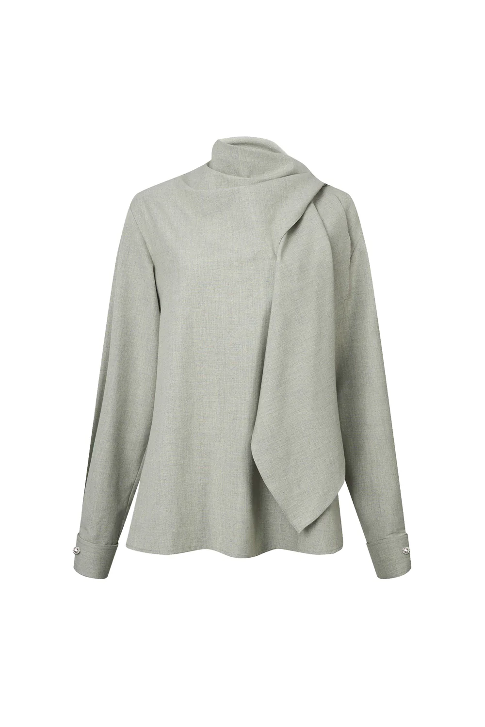 Serene Straight Scarf Neck Cashmere Shirt