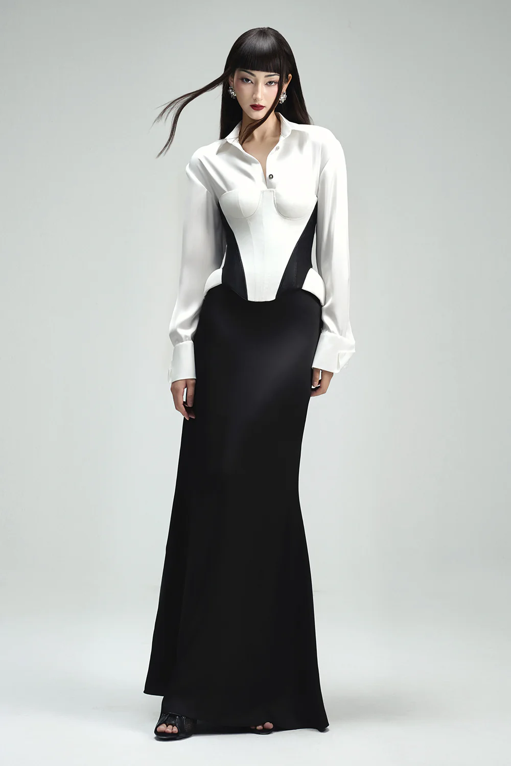 Kim A-line Plain Silk Maxi Skirt