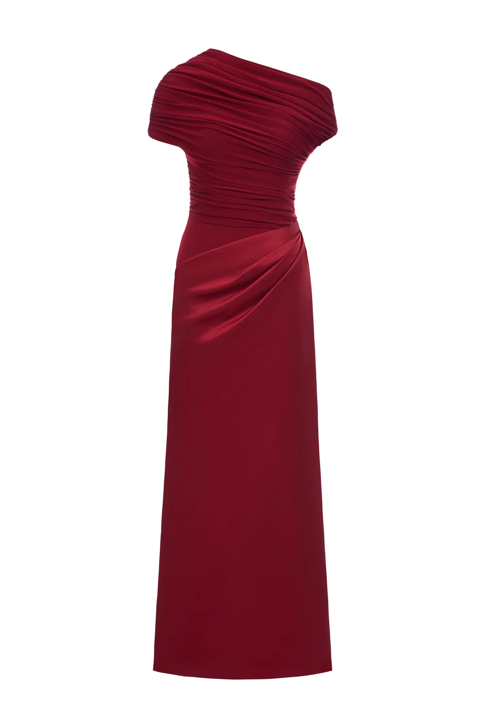 Enya Asymmetric Neck Gathering Maxi Dress