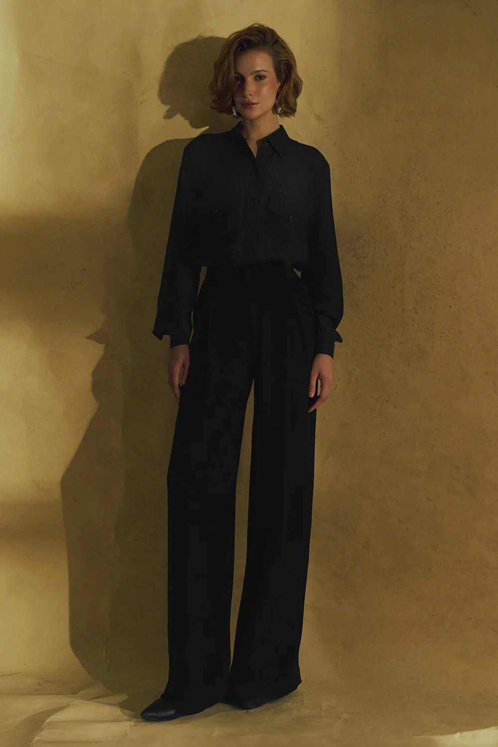 Midnight Straight Flap Pocket Polyester Shirt