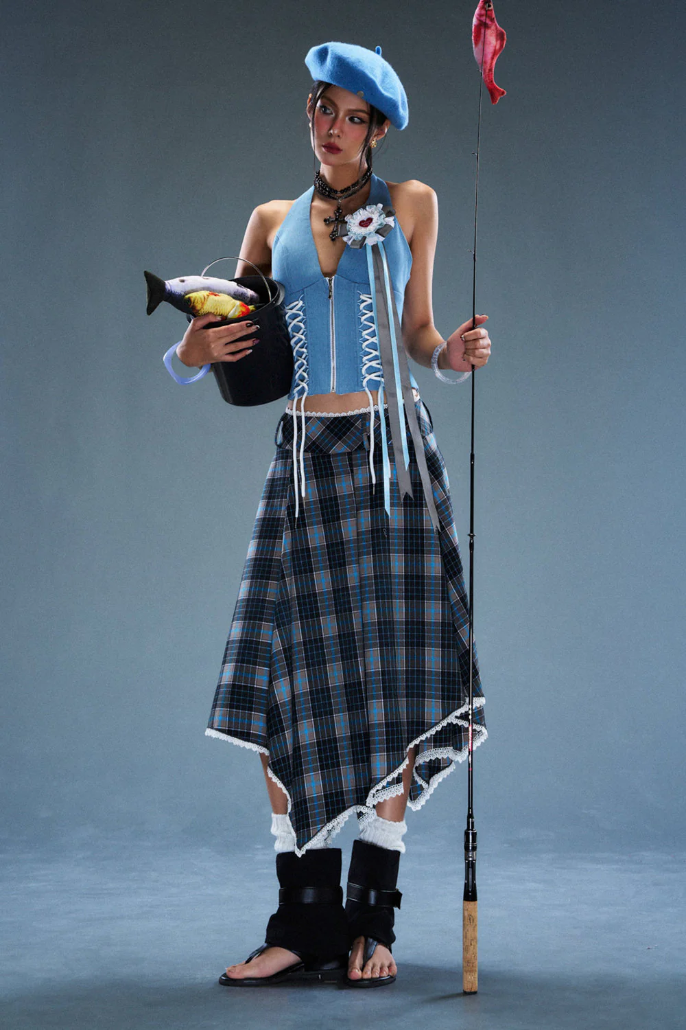 Gambit Halter Neck Denim Top