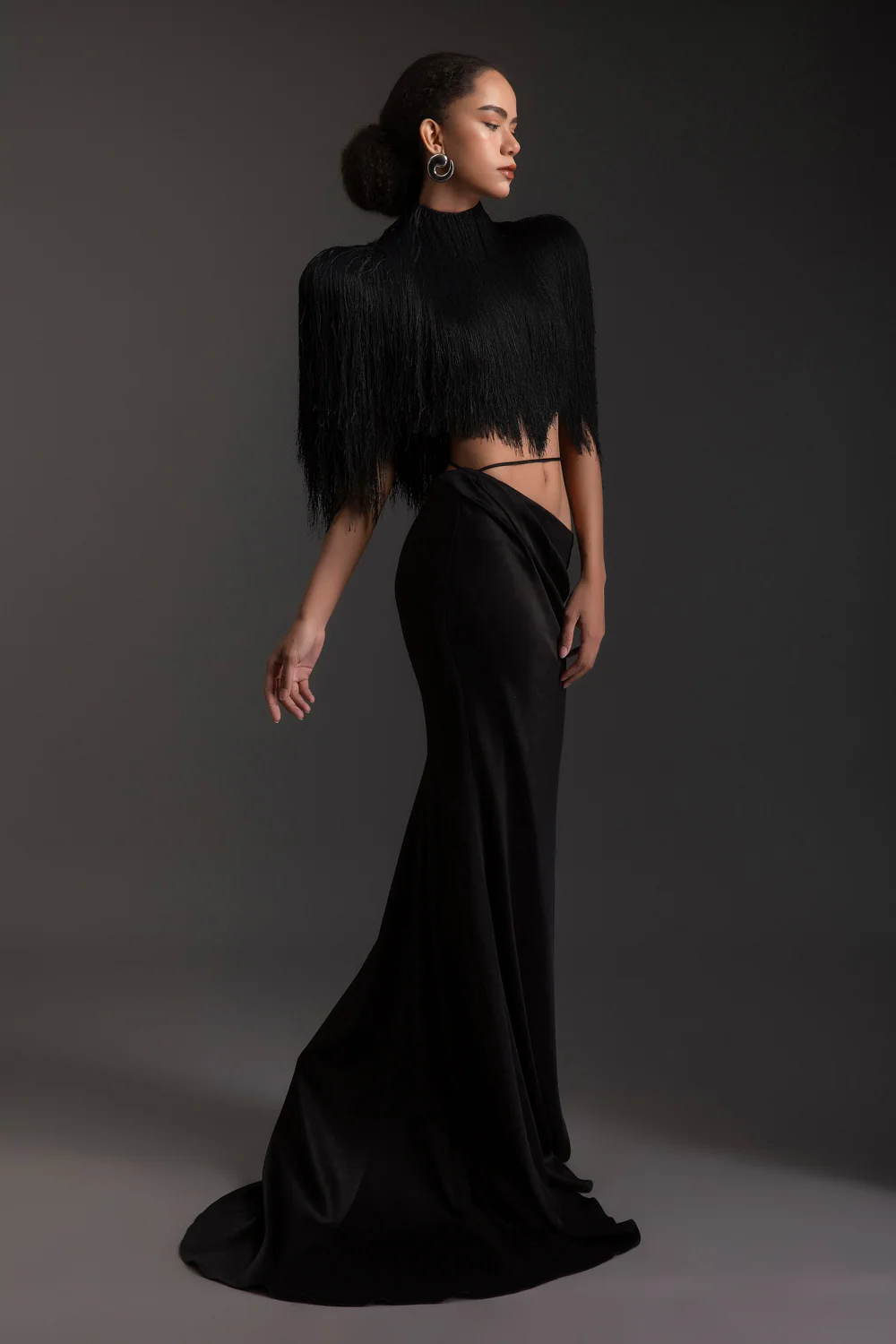 Obsidian High Neck Fringe Set