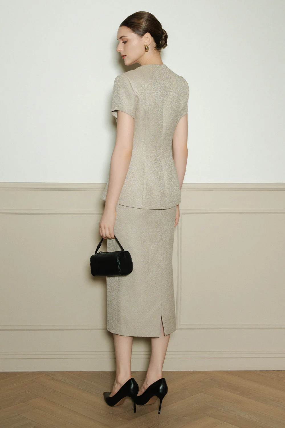 Grace Trapeze Neck Wool Blazer