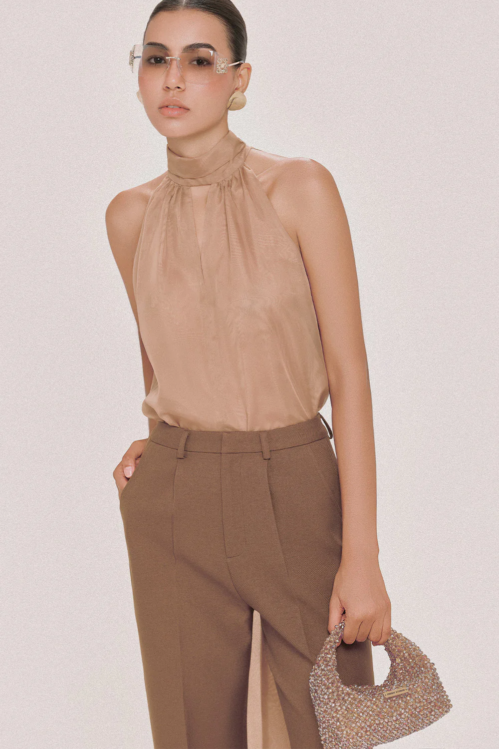Bobby Straight Scarf Neck Chiffon Top