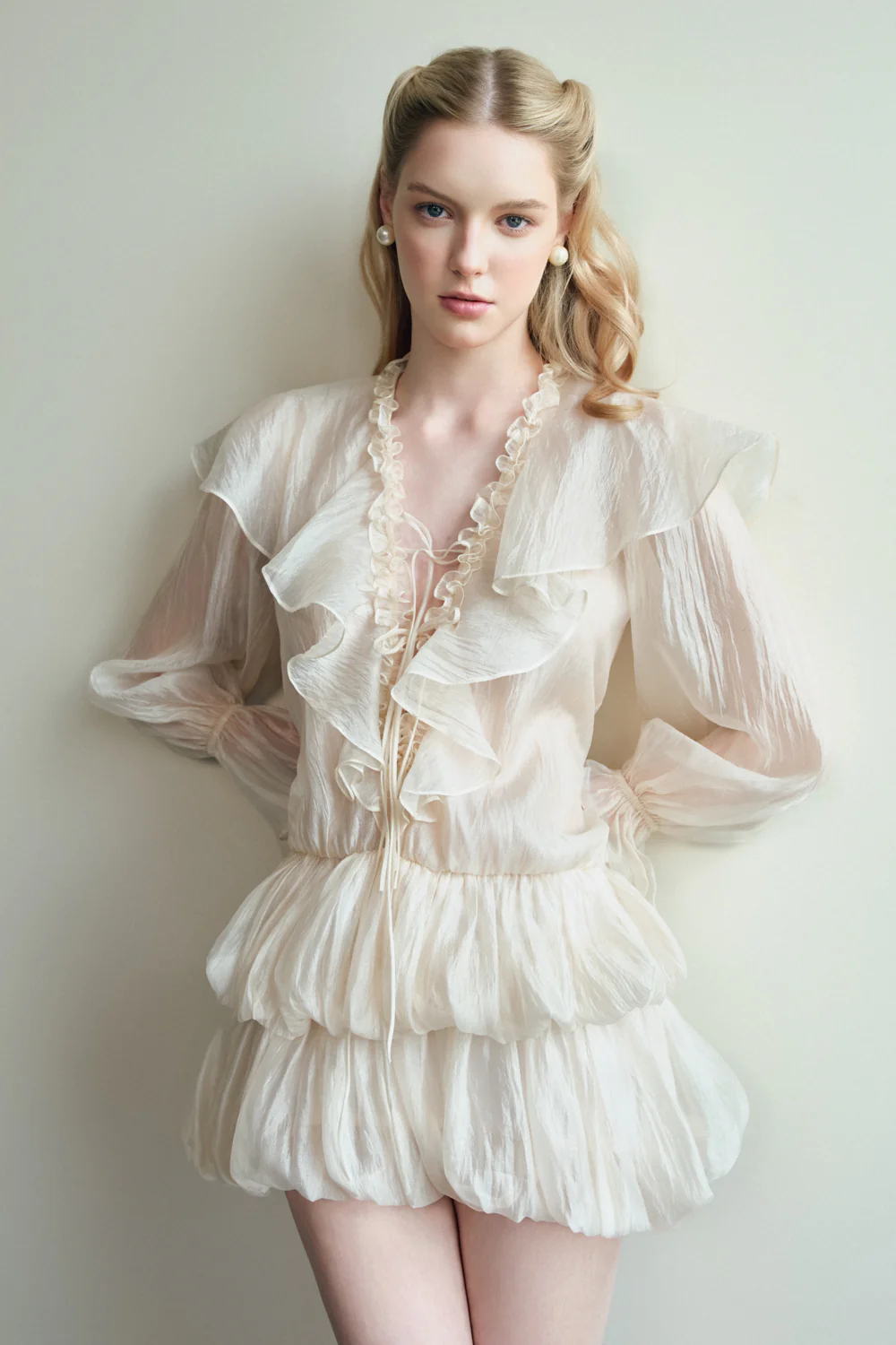 Vela A-line Ruffle Layer Organza Mini Dress