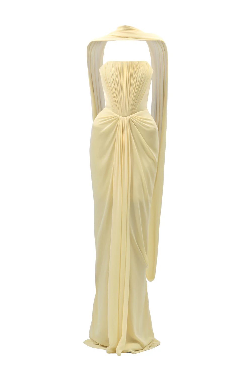 Marivelle Sheath Scarf Neck Chiffon Floor Length Dress