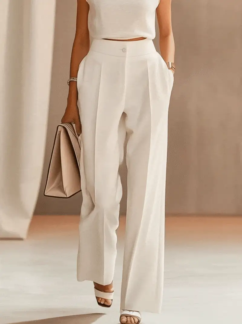 White Casual Straight-Leg Pants