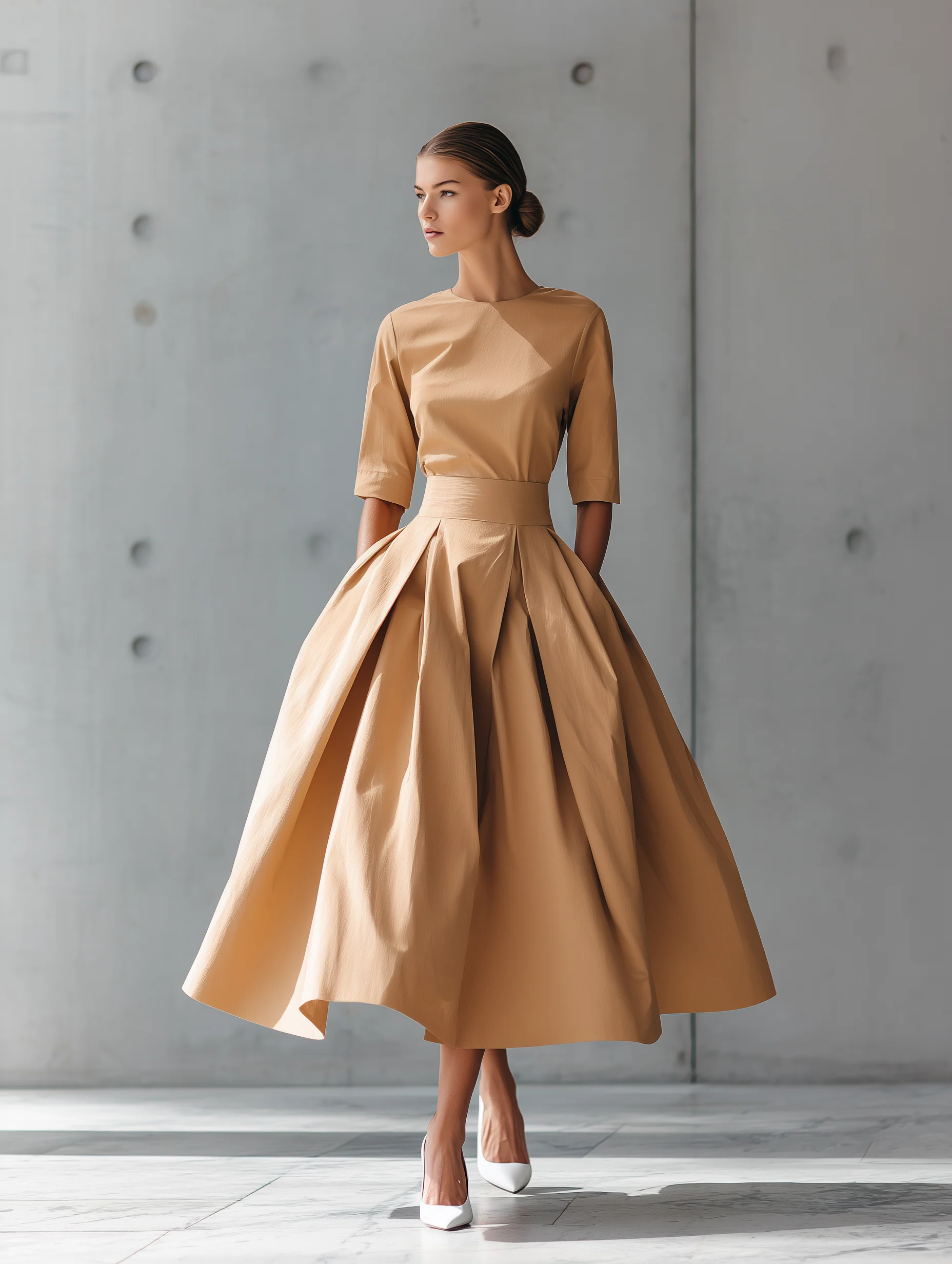 Women's Structured Cotton-Blend Maxi Dress