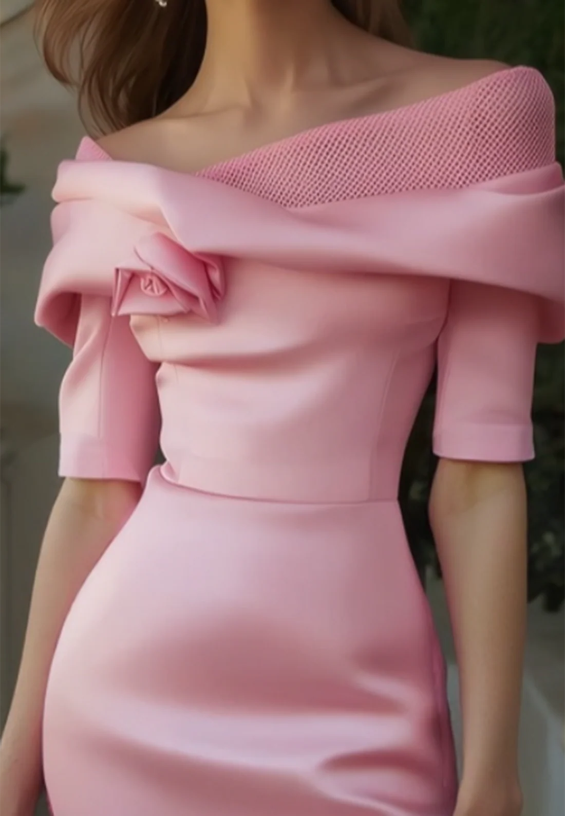 Off-Shoulder Short Sleeves Sheath Cockttail Dress