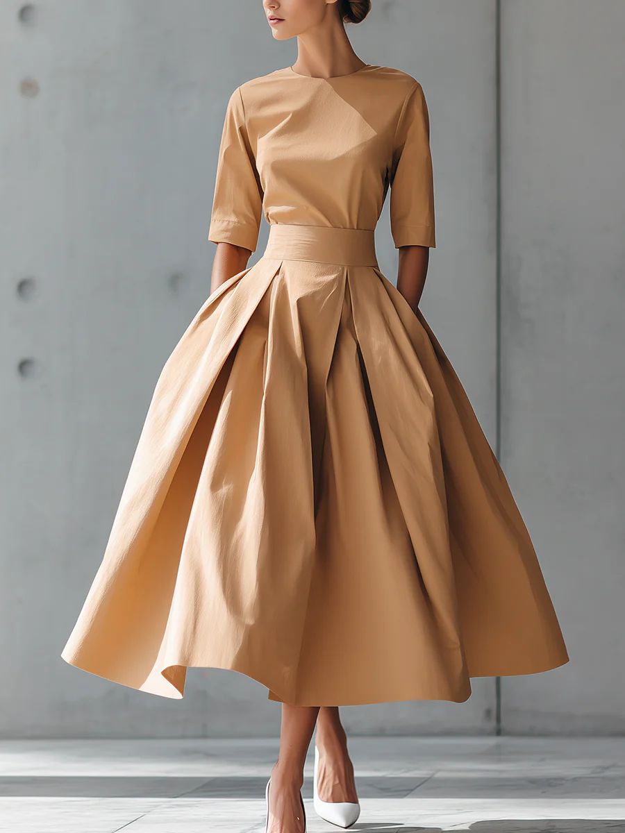 Women's Structured Cotton-Blend Maxi Dress