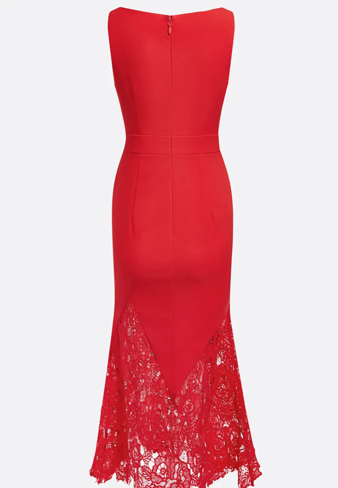 Scoop Lace Appliques Bow Mermaid Midi Work Dress