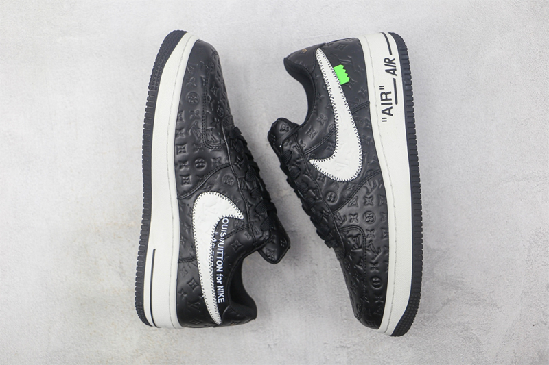 L X V x NK Air Force 1'07 Low Black/white/Monogram detail 9