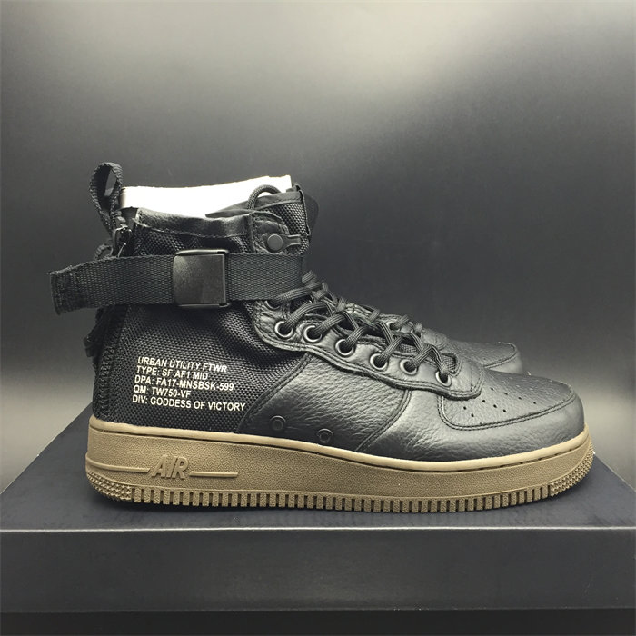 NK SF Air Force 1 Mid Black Dark Hazel 917753-002 detail 7