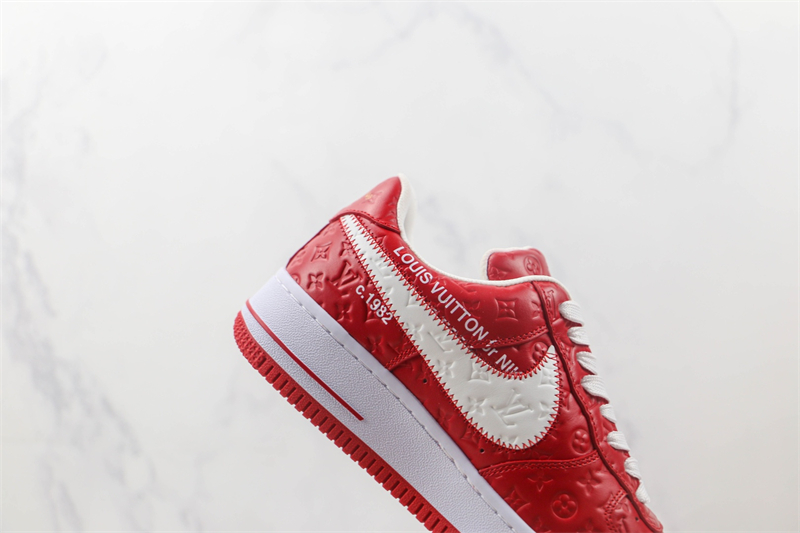 L X V x NK Air Force 1'07 Low Red/white/Monogram detail 9