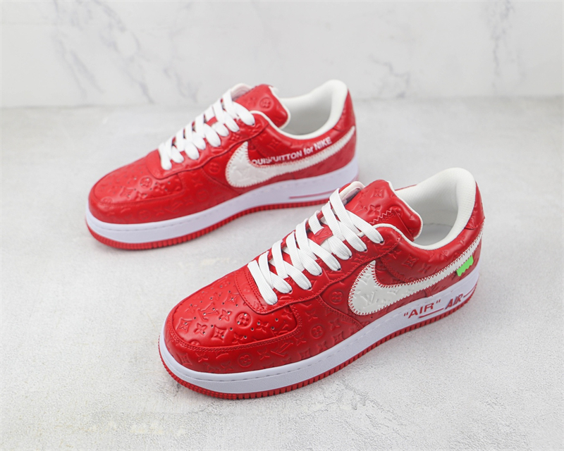 L X V x NK Air Force 1'07 Low Red/white/Monogram detail 5