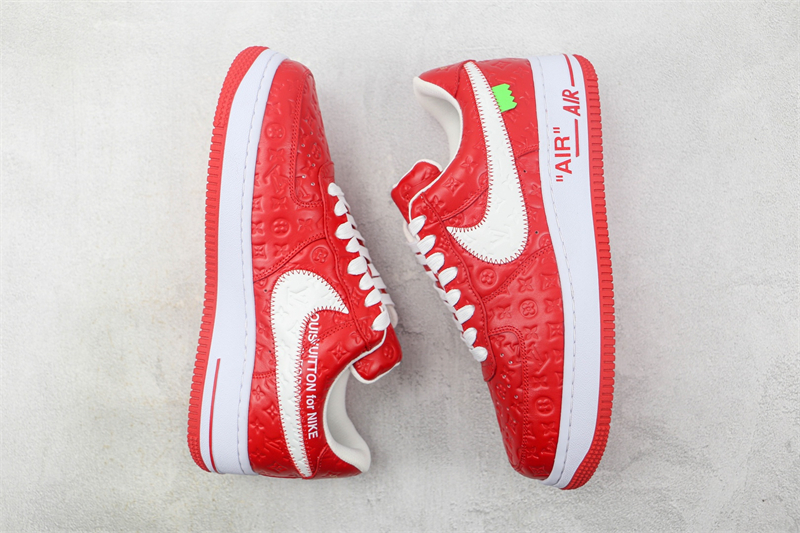 L X V x NK Air Force 1'07 Low Red/white/Monogram detail 8