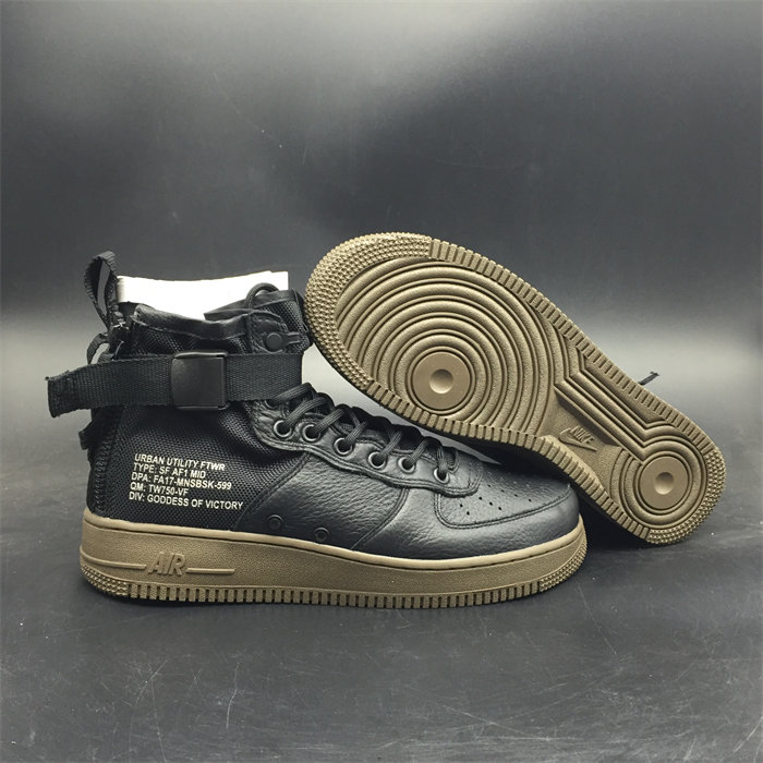 NK SF Air Force 1 Mid Black Dark Hazel 917753-002 detail 2