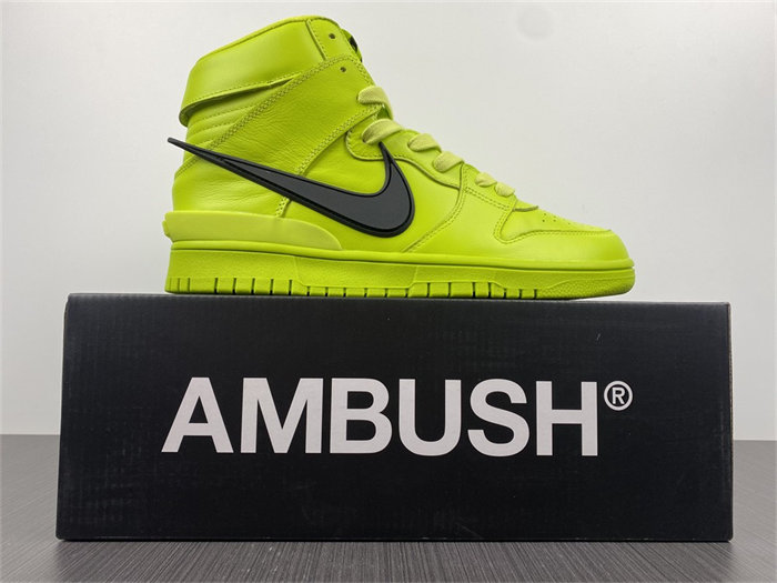NK Dunk High AMBUSH Flash Lime CU7544-300 detail 7