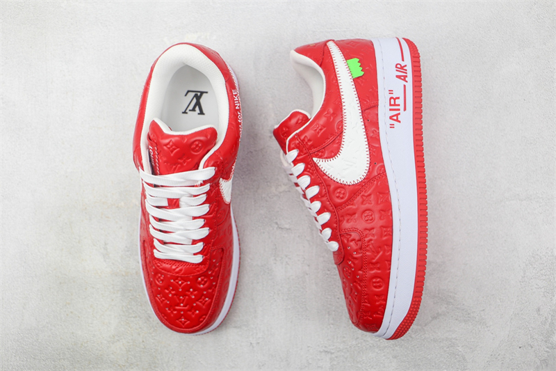 L X V x NK Air Force 1'07 Low Red/white/Monogram detail 2