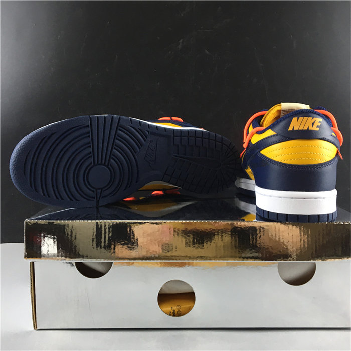 NK Dunk Low OW University Gold Midnight Navy CT0856-700 detail 6
