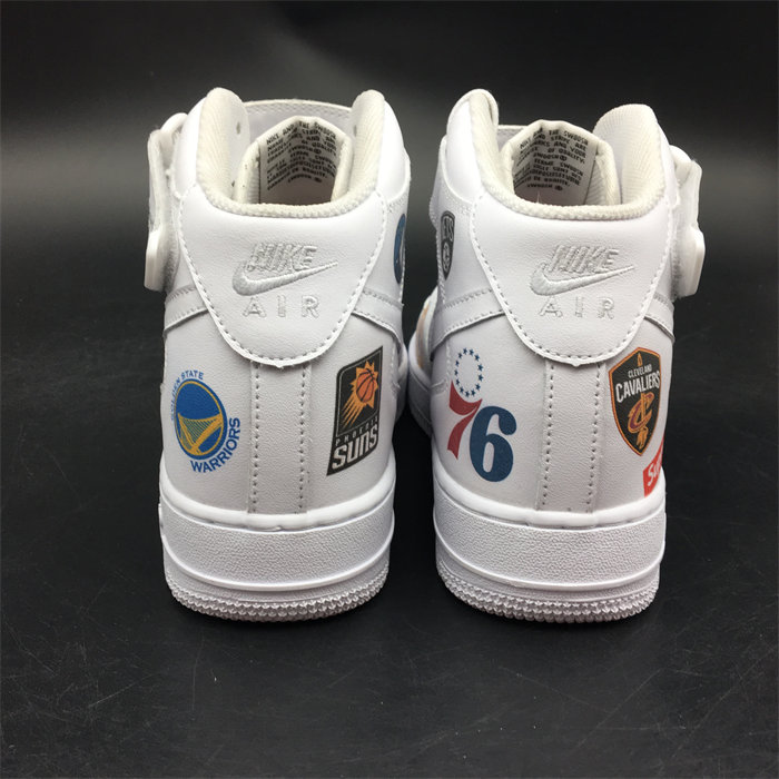 NK Air Force 1 Mid Supreme NBA White AQ8017-100 detail 5