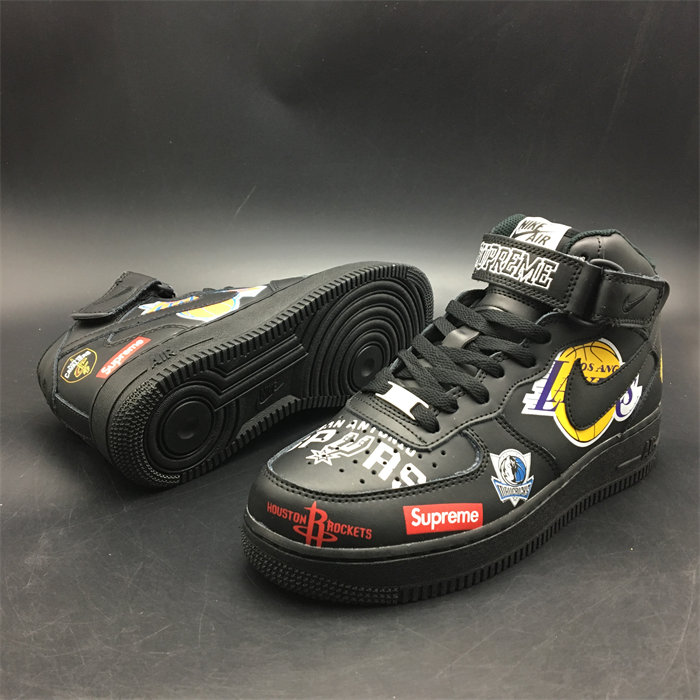 NK Air Force 1 Mid Supreme NBA Black AQ8017-001 detail 3