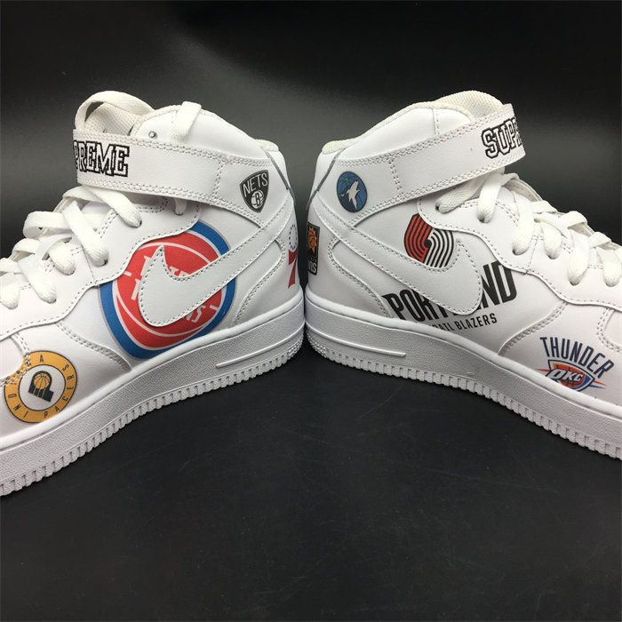 NK Air Force 1 Mid Supreme NBA White AQ8017-100 detail 6