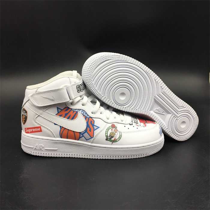 NK Air Force 1 Mid Supreme NBA White AQ8017-100 detail 2
