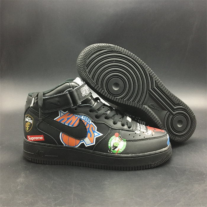 NK Air Force 1 Mid Supreme NBA Black AQ8017-001 detail 2