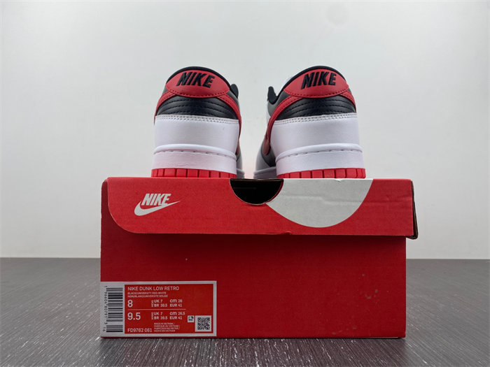 NK Dunk Low Retro White Black University Red FD9762-061 detail 5