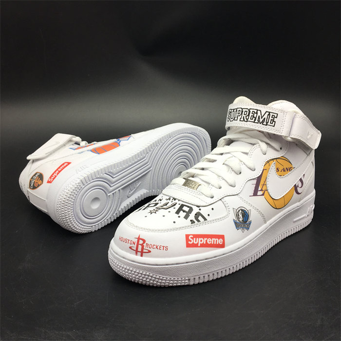 NK Air Force 1 Mid Supreme NBA White AQ8017-100 detail 3