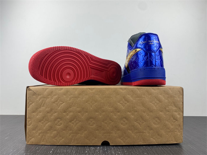 L X V NK Air Force 1 Low By Royal blue Black Gold Red detail 3