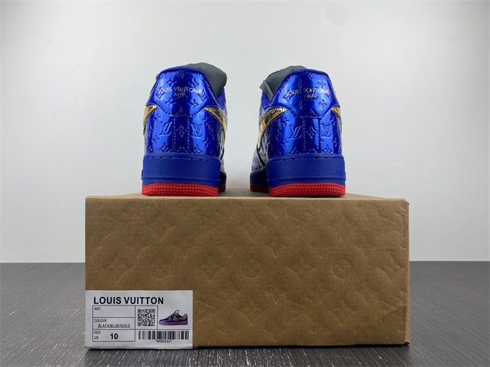 L X V NK Air Force 1 Low By Royal blue Black Gold Red detail 5