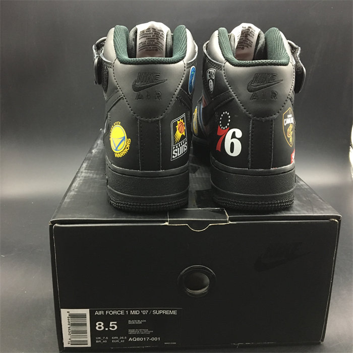 NK Air Force 1 Mid Supreme NBA Black AQ8017-001 detail 5