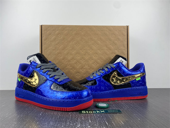 L X V NK Air Force 1 Low By Royal blue Black Gold Red