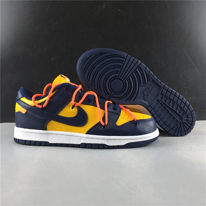 NK Dunk Low OW University Gold Midnight Navy CT0856-700 detail 3