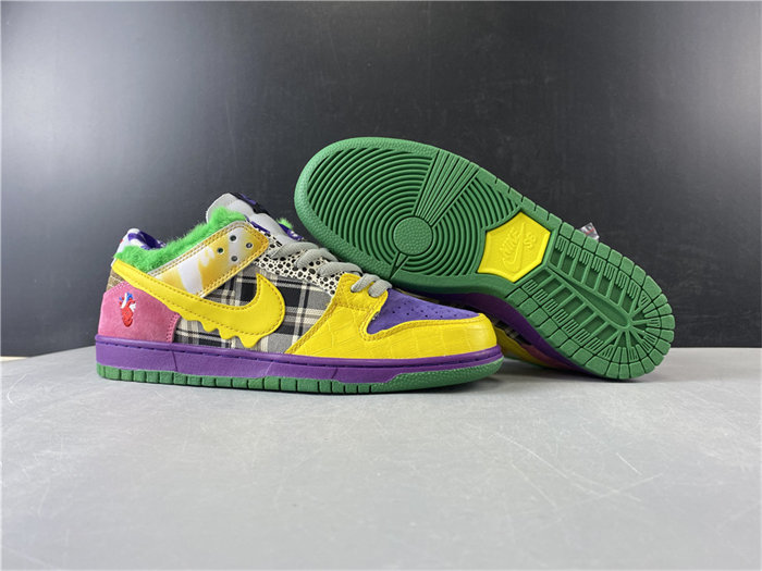 NK SB DUNK LOW PRO IW PURPLE/YELLOW-VIOLET-PINK 318403-137 detail 3
