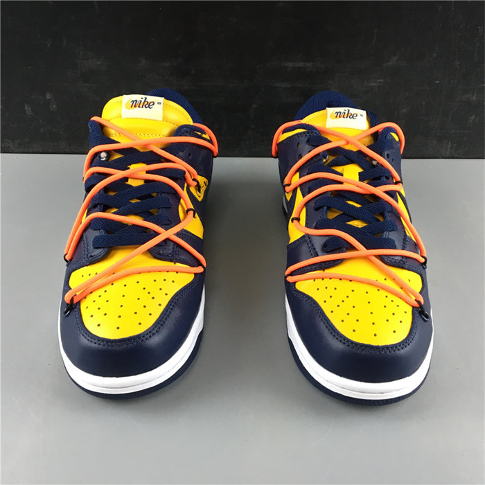 NK Dunk Low OW University Gold Midnight Navy CT0856-700 detail 4
