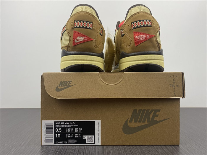 NK Air Max 1 Travis Scott Cactus Jack Wheat Lemon Drop detail 5
