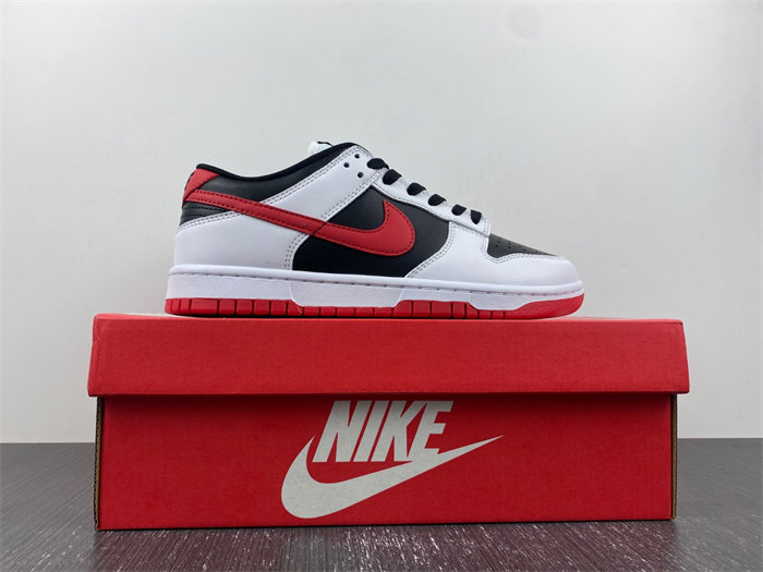 NK Dunk Low Retro White Black University Red FD9762-061 detail 4