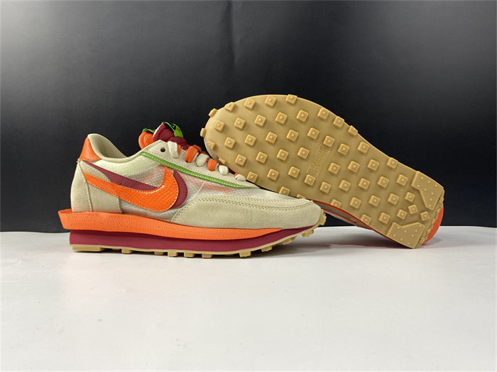 NK LD Waffle sacai CLOT Kiss of Death Net Orange Blaze detail 3