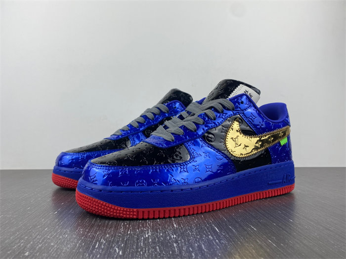 L X V NK Air Force 1 Low By Royal blue Black Gold Red detail 7