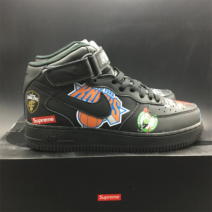 NK Air Force 1 Mid Supreme NBA Black AQ8017-001 detail 7
