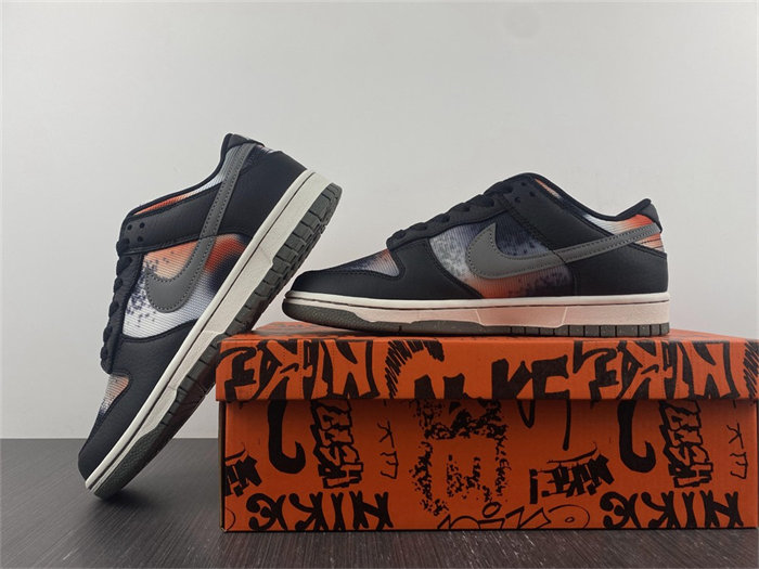 NK Dunk Low Graffiti Black Red DM0108-001 detail 2