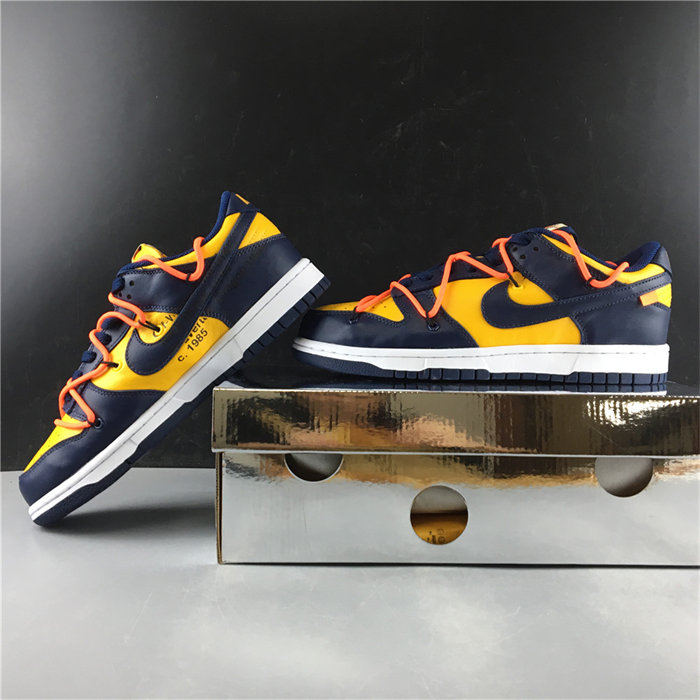 NK Dunk Low OW University Gold Midnight Navy CT0856-700 detail 2