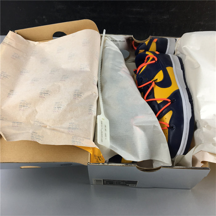 NK Dunk Low OW University Gold Midnight Navy CT0856-700 detail 7