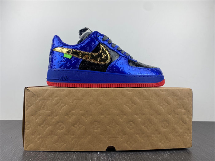 L X V NK Air Force 1 Low By Royal blue Black Gold Red detail 4