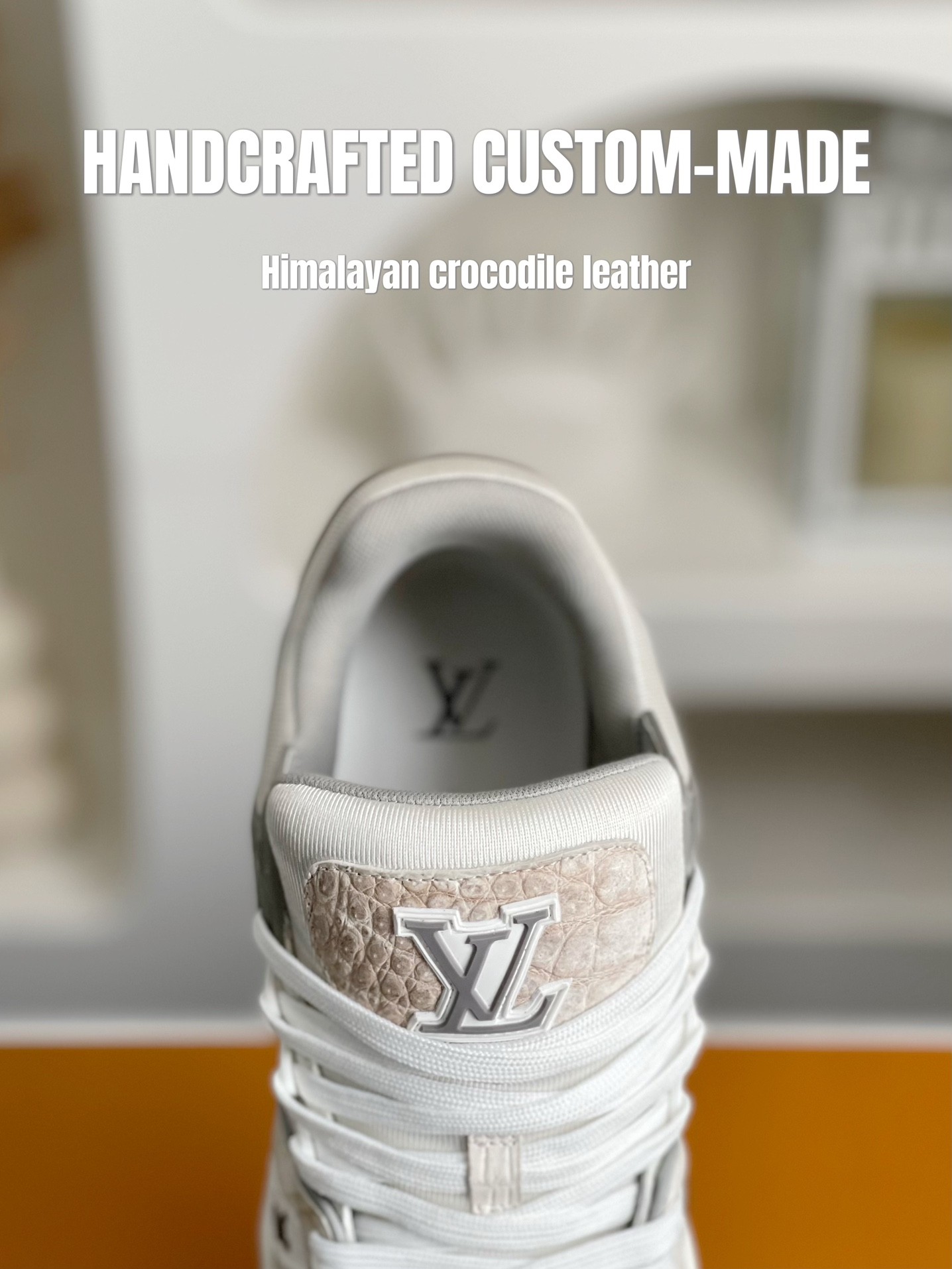 【Handmade Custom】L X V Himalayan Crocodile Leather Trainer Sneakers detail 10