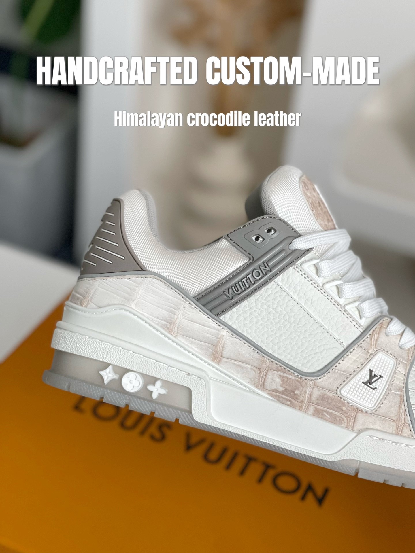 【Handmade Custom】L X V Himalayan Crocodile Leather Trainer Sneakers detail 9